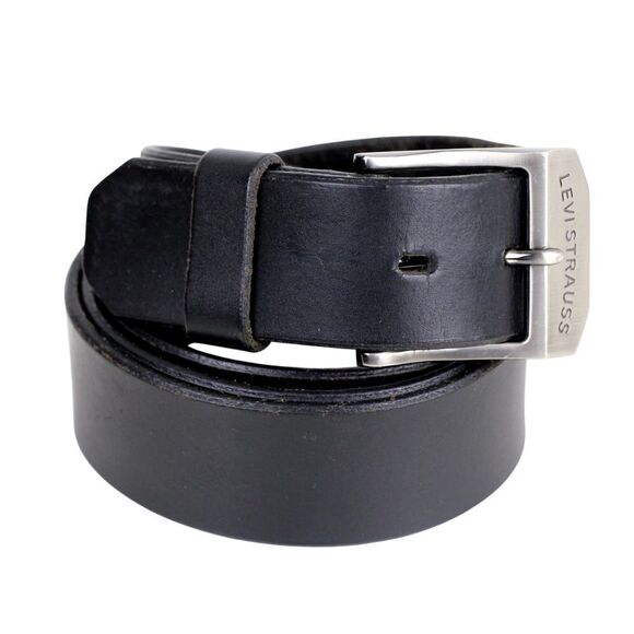 Levi's SADDLE BLACK REAL LEATHER 1 1/2"Wd DRESS CASUAL MEN'S BELT Sz 44/110 (1M - Picture 2 of 14